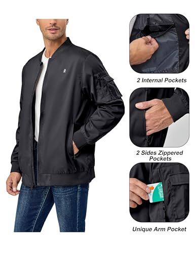 Image of Little Donkey Andy Men's Lightweight Bomber Jacket Causal Fashion Flight Windbreaker Fall Spring Outdoor Coat