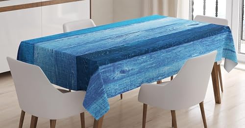 Tizhweqo Mantel Mesa Rectangular Tablero de Madera Vintage, Manteles Antimanchas Azul, 3D Impresión Mantel Impermeable Lavable para Cocina Salón Comedor, 150x150 cm P/Q2893