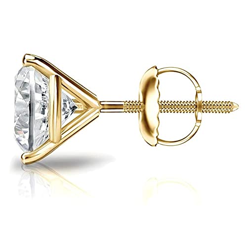 1/8 to 1 Carat Lab Grown Diamond Round Single Stud Earring in 14k Gold (E-F, SI1-SI2, cttw) 3-Prong Martini Screw Back by Diamond Wish2
