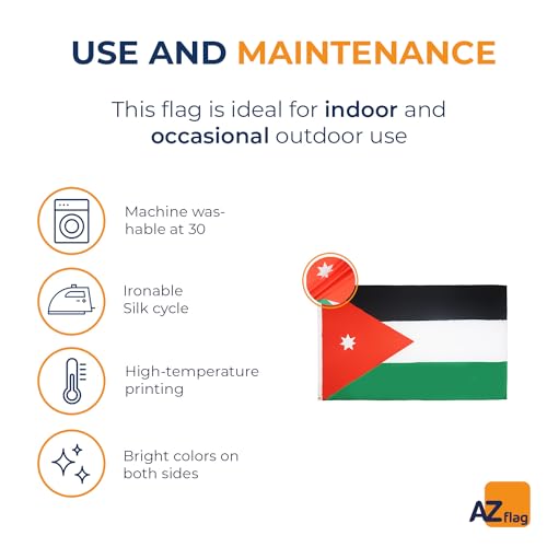Image of AZ FLAG - Jordan Flag - 3x5 Ft - 100D Polyester Jordanian Banner with Two Metal Grommets - Fade Resistant - Vivid Colors - 3' x 5' Feet - 150x90 Cm