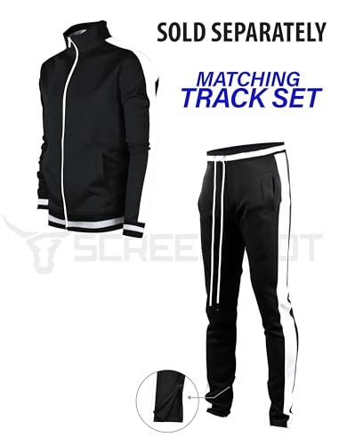 Image of SCREENSHOT Screenshotbrand Mens Hip Hop Slim Fit Track Pants - Athletic Jogger Bottom with Side Taping