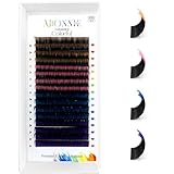 ABONNIE Colored Lash Extensions, 16 Rows Cashmere lash extensions, 0.07 D Curl Lash Extensions, 12mm Classic Lash Extensions, Single Lash Extensions for Professional(0.07 D 12mm, Black Ombre)