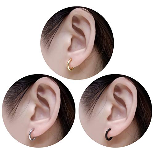 Image of Surgical Stainless Steel Hoop Earrings - Endless Small Hoop Earrings Set for Men Women, Hypoallergenic Tragus Earrings(8 /10 /12 /14mm)