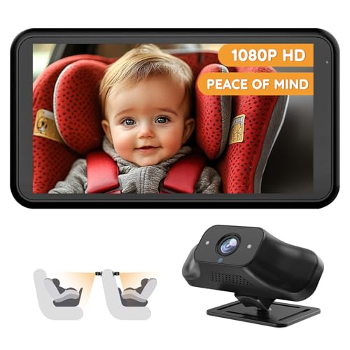 Image of Babyvue Baby Car Mirror Camera for 2 Kids with IR Night Vision, 3X Zoom Car Camera for Baby 1080P HD Images 360°Rotating Adjustable Car Seat Camera for Baby Rear Facing BV1