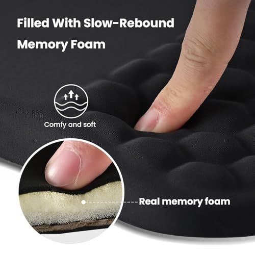 Image of EooCoo Mouse Pad Wrist Support with Massage Design,Ergonomic Mouse Mat,Mousepad Wrist Rest Pain Relief with Memory Foam&Non-Slip Silicone Base,Gaming Mouse Pads for Desk Accessories (12x8 inch,Black)