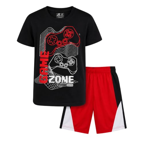 Image of Pro Athlete Active Boys Short Sets - 2 Piece Performance Crewneck Short Sleeve T-Shirt and Shorts Boys Athletic Sets (8-16)