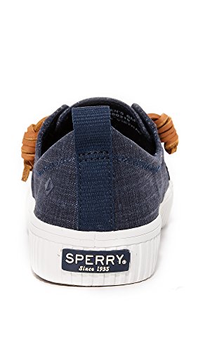 Sperry Womens Crest Vibe Linen Sneaker, Navy, 9