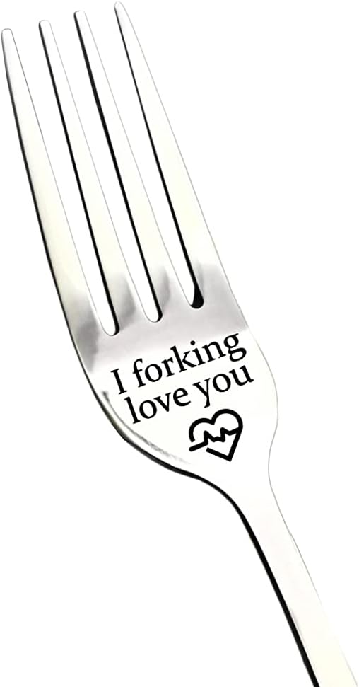 LXRAINQI I Forking Love You Dinner Forks, Inspirational Funny Engraved Forks, Stainless Steel Table Forks, Gifts for Boyfriend, Girlfriend, Husband, Wife, Anniversary, Valentines Gifts, 8 Inches
