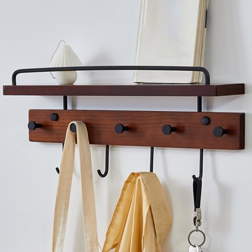 Porte-manteau mural design chanfrein lisse crochets en bois massif