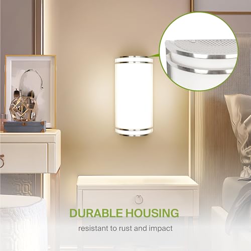Image of ASD Indoor LED Wall Sconce Lights - 14 Inch 20W Brushed Nickel Modern LED Wall Sconces Hardwired - ETL Dimmable 3000K 4000K 5000K Adjustable Sconce Light Fixture for Bedroom, Hallway, 2 Pack