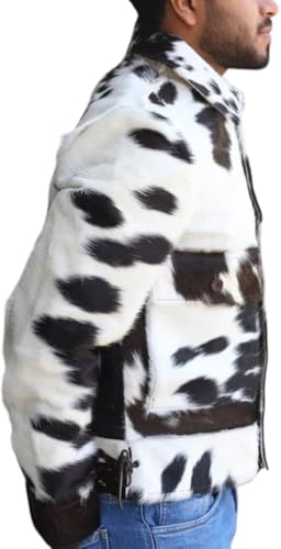 Men's Genuine Cowhide Leather Jacket Natural Hair-On Cow Skin Fashion Coat" By Reclaimed Vintage3
