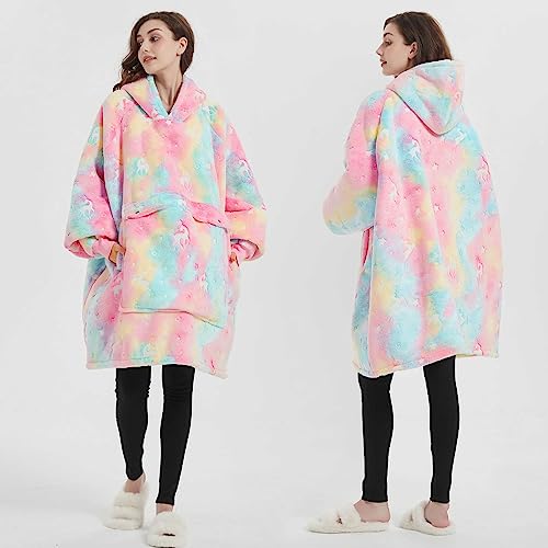 Image of KFUBUO Wearable Blanket Hoodie for Adults With Pocket Glow in the Dark | Sherpa, Fuzzy Blanket, Oversized Sweatshirt Blanket, Kangaroo Pouch, Cute Birthday Gifts for Women, Cute Stuff