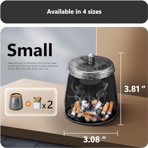 Roygra ASHTRAYWITHLID-S-BRONZE Ashtray With Lid, Windproof Smokeless Metal Ashtray thumb #1