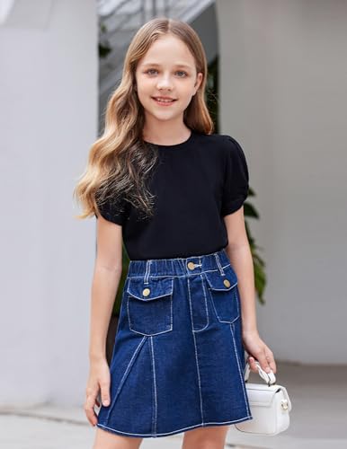 Image of Arshiner Girls T Shirts Twist Short Sleeve Summer Shirts Fashion Crewneck Tops Tee Blouse