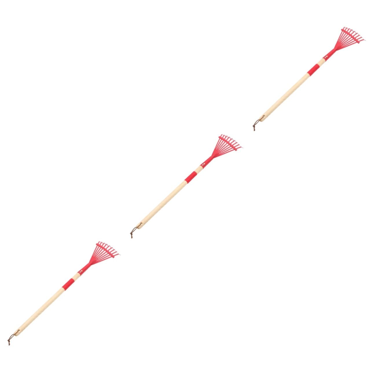UPKOCH 3 Stück Abnehmbarer Holzgriff Rake Rasenrechen Kind Kleiner Gartenrechen Mini rasenkanten Kleiner Handrechen Gartenreinigungsgeräte Handrechen für den Garten hölzern rot