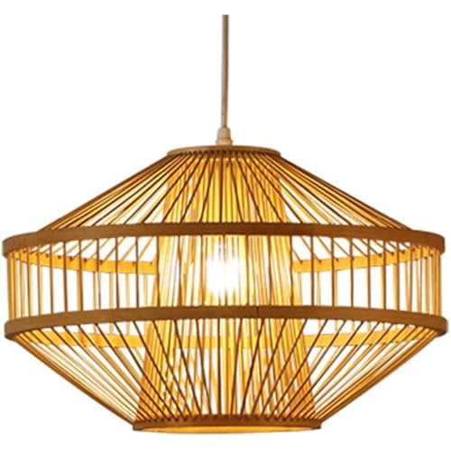 Lámpara colgante industrial vintage moderna Southeast Asian Bamboo Art Creative Ceiling Light Shade Handmade Weave Beige Pendant Light E26/ E27 Base Pendant Lamp Kitchen Restaurant Hanging Lamp Para d
