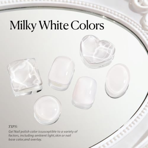 Image of AzureBeauty18ML Milky White Sheer Gel Nail Polish | Neutral Jelly Nude Nail Polish Base Color Sheer Translucent Effect Soak Off UV LED French Nail Art Salon DIY Manicure