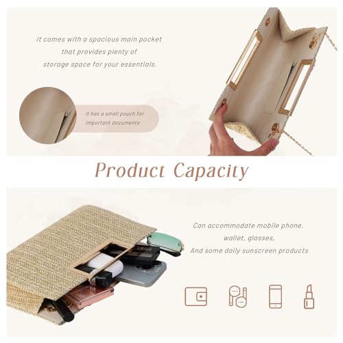 GOKTOW Straw Clutch Top Handbags Raffia Bag Purse Woven Tote CrossBag for Women Beach Summer Travel 2024 - Image 5