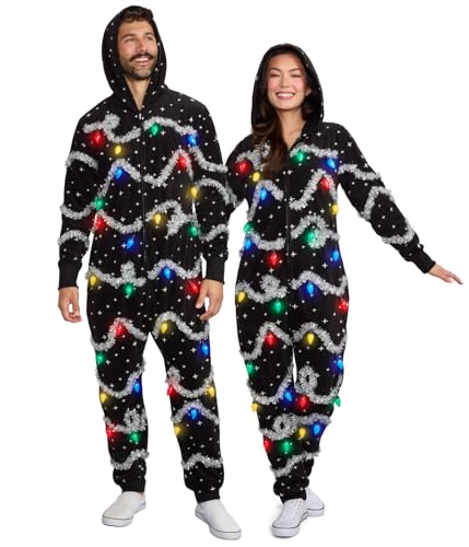 Tipsy Elves Christmas Onesies for Adults - Comfy Unisex Matching Holiday Jumpsuits with Convenient Pockets