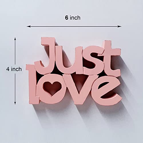 Image of NUKKAD TALES Just Love Showpiece Pink Home Decor Items for Bedroom Living Room Decoration Items for Center Table Book Shelf Gift Items for Couples Gift for Girls (7 x 4.70 inch)
