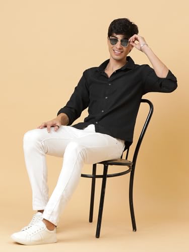 Image of KOTTY Men's Textured Casual Shirt - Long Sleeve||Button-Down Collar||Classic Fit