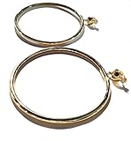 Pendientes de aro con clip, redondos, extra grandes, tono dorado o plateado, 10 cm, Madera, Sin piedra preciosa