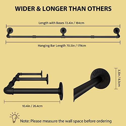 Ulspeed Clothes Racks Wall Mounted, 38.4In Industrial Pipe Clothing Rack 1 Set+ 2 Sets +72.4In Industrial Pipe Clothing Rack 1 Sets,Sturdy Hanging Clothes Racks #TOP1