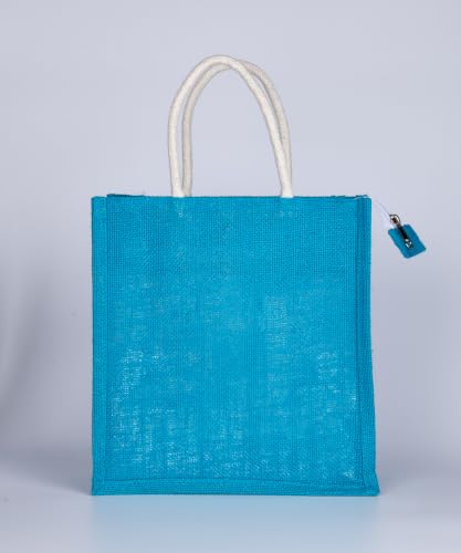 Image of Soman Jute Ecofriendly Return Gift Bags Peacock Printed Multicolor bags with Zip Pack of 10 Bags