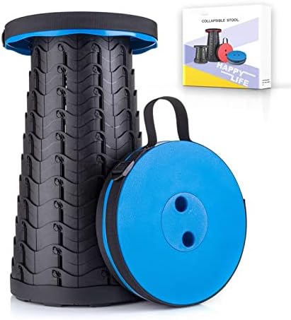 GDDXLM 2023 Upgraded Folding Stool Lightweight Yet More Sturdy with Load Capacity 600lbs Portable Collapsible Stool Retractable Stool for Camping Fishing Hiking BBQ Outdoor Indoor (Blue)