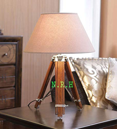 Nautical Replica Hub Table lamp Wooden Tripod Base Bedside Night Decorative Table Lamp (Without Shade)
