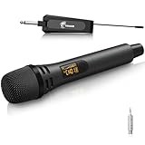 TONOR Micrófono Karaoke Inalámbrico, Microfono Vocal dinámico de Mano Profesional UHF con Receptor Recargable para Karaoke, discursos, Bodas, DJ, espectáculos, aulas y conferencias, 60M, Gris, TW310