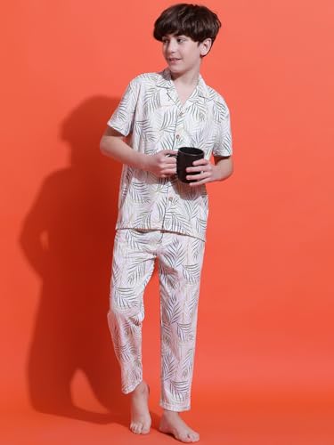 Image of Li'l Tomatoes Boys 100% Cotton Night Suit | Summer Printed Shirt & Shorts Set | Soft & Breathable Sleepwear | 9-16 Years