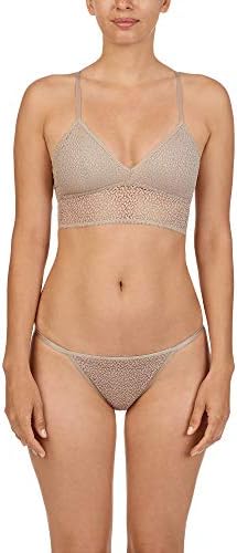 DKNY Women's Modern Lace Racerback Bralette Bra, Foam Lined Cups, Champagne, Medium