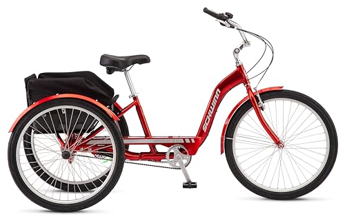 Schwinn Meridian Deluxe Adult Tricycle Bike, Mens and Womens Three Wheel Beach Cruiser, 26-Inch Wheels, Low Step-Through Frame, Wide Seat, Rear Folding Basket, 3-Speed, Red by Schwinn - Image 7
