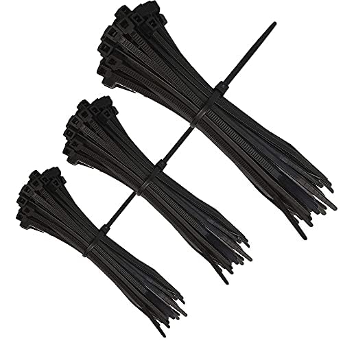 Various Size Black Cable Ties Small Medium Large Strong Heavy Duty Multipurpose Nylon Zip Ties (50, 200mm x 4.8mm)