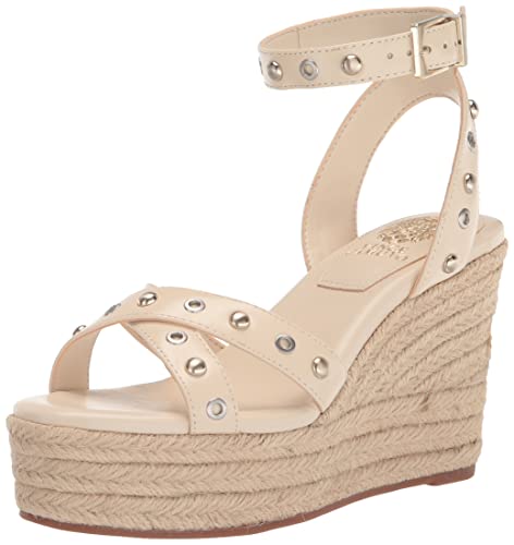 Vince Camuto Sandália feminina Feegella Embellished Espadrille Wedge, Baunilha quente, 39