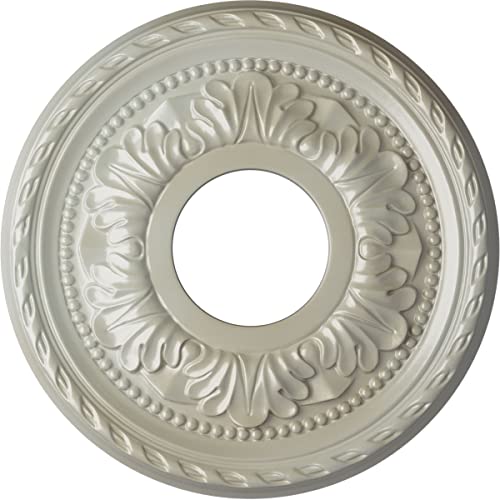 Image of Ekena Millwork CM11PMFBS 11-3 /8 inch x 3-5 /8 inch x 7 /8 inch Palmetto Ceiling Medallion, Flash Blue