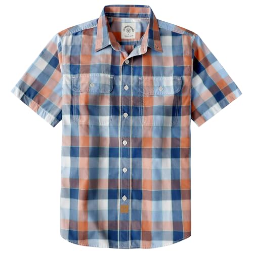 Dubinik® Mens Short Sleeve Button Down Shirts Plaid…