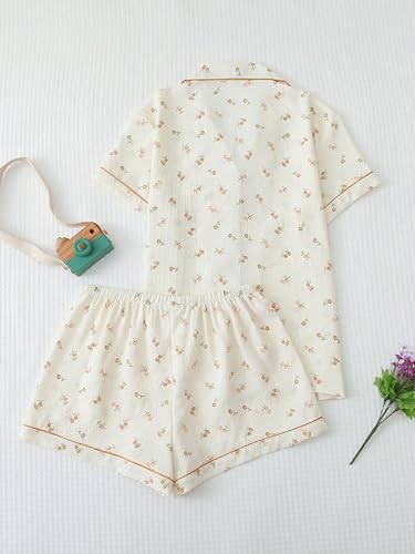 Image of Verdusa Pajamas For Women Set 2 Piece Summer Pajama Sets Cute Pjs Lounge Matching Button Shirt with Shorts