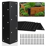 Alffun 8 Pcs Raised Garden Bed Corner Brackets for 12'-24' Wood Planter Box, 11' x 3' x 3' Rust-Resistant Metal Corner Brackets with Screws for Flower Beds, Vegetable Gardens, Furniture, Sand Box