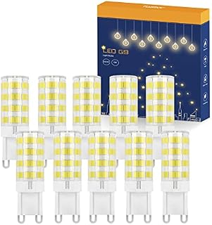 TASMOR G9 LED Bulbs 5W, Cool White 6500k, 500LM LED Bulbs G9 Equivalent to 50W Halogen Bulbs, No Flicker, Non-Dimmable, Energy Saving LED Light Bulbs, CRI>80, AC220-240V, 10 Packs
