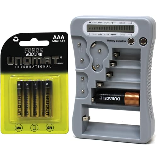 Battery Detective 12-in-1 Battery Tester (Grey) with LCD Display for Household Batteries AA, AAA, C, D, 9V, CR2032, CR123A, N/LR1, CR2, CR-V3, 2CR5, CR-P2, 1.5V/3V Button Cell Batteries