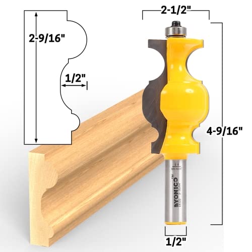Yonico Chair Rail Molding Router Bits 2-9/16-Inch 1/2-Inch Shank 18122 ...