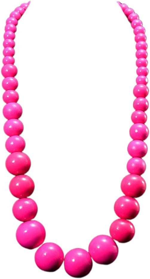 Caiyao Colorful Natural Wood Round Beaded Strand Necklaces Bohemian Retro Multicolor Bib Big Round Bead Chunky Necklace Ethnic Costume Statement for Women Men Unisex Fashion Wedding Jewelry Gifts