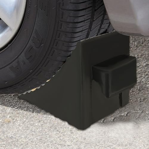 Image of CertBuy 2 Pack Heavy Duty Wheel Chocks Large, Black Solid Rubber Wheel Chocks for Travel Trailers, RV, Truck, Camper, 10 inch x 6 inch x 7 inch