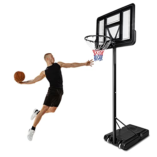 Dripex Basketball Hoop Outdoor 10Ft Adjustable Height Goal, 44” Shatterproof Backboard With Wheels Professional Court System For Adults Teenagers, Black #TOP26