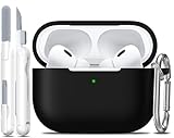 R-fun Compatible with AirPods Pro 2nd/1st Generation Case with Cleaning kit,Full Protective Silicone Compatible with Apple AirPods Pro 2024/2023/2022/2019 Charging Case,Front LED Visible,Black