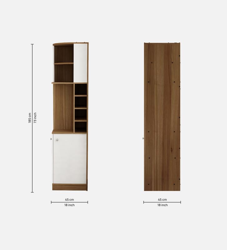 Image of Bar Unit | Burgh Bar Unit for Home /Bar Engineered Wood Bar Cabinet | Finish Color - Lyon Teak | White | Knock Down