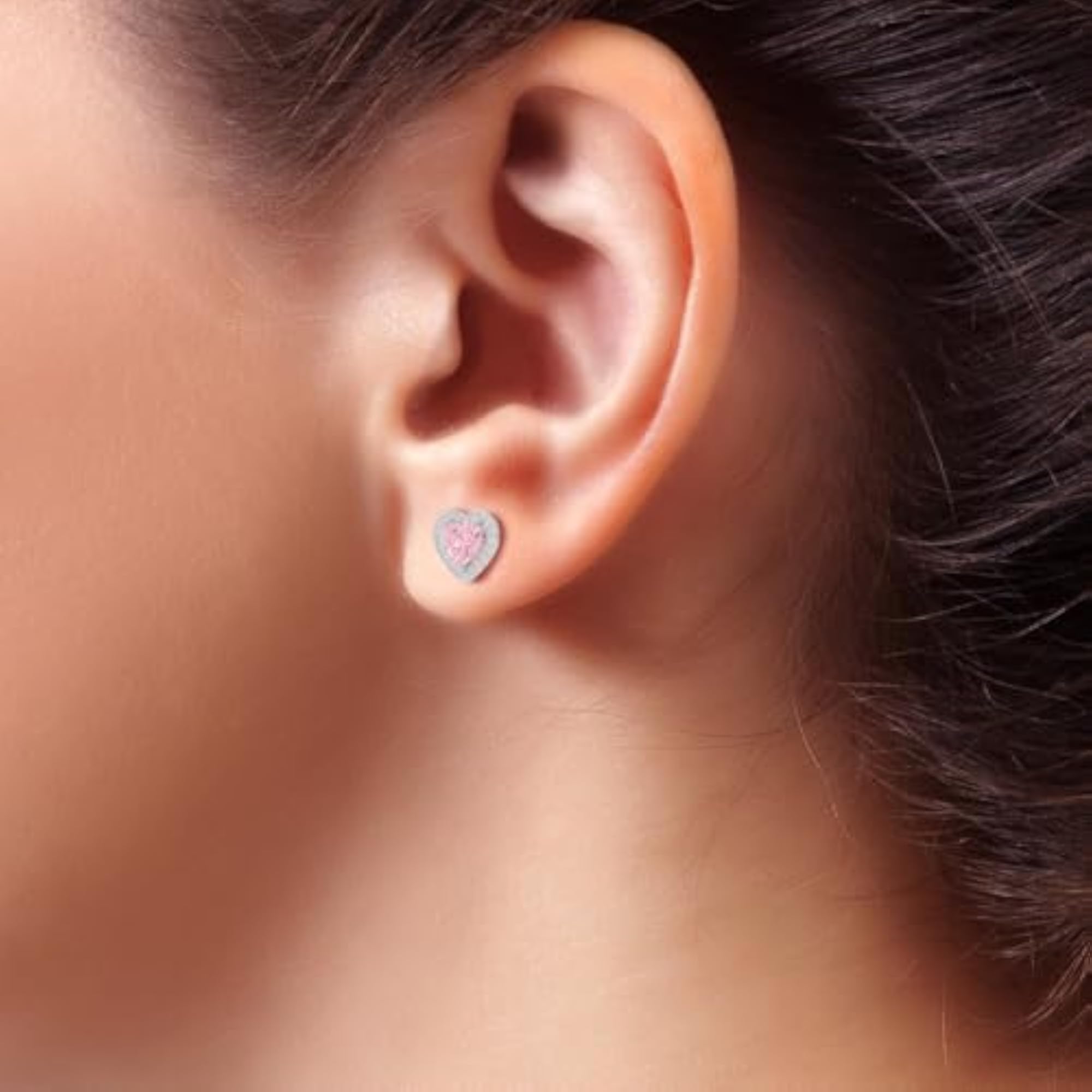 Women's 925 Sterling Silver Gold & Rose Gold Plated Sparkling Hearts Earrings