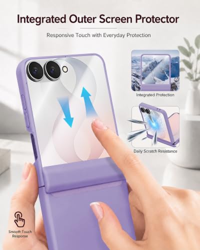 Image of STORMTAL for Samsung Galaxy Z Flip 8 Case, Hinge Protection, Built-in Screen Protector, Wireless Charging, Shockproof, Slim Rugged Phone Protective Case for Galaxy Z Flip 8 Purple